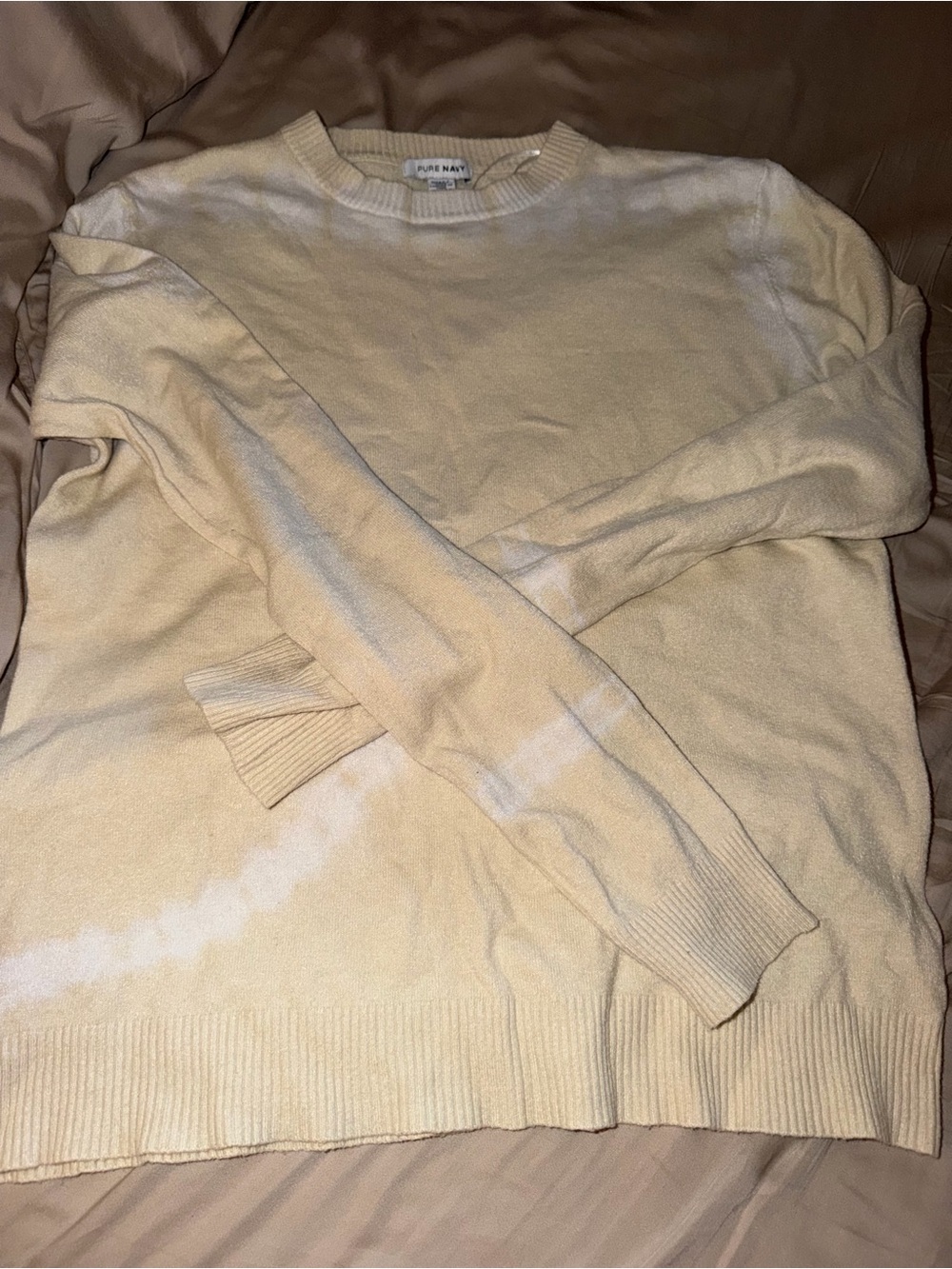 Pure Navy Yellow Tye-Dye Crewneck Sweater